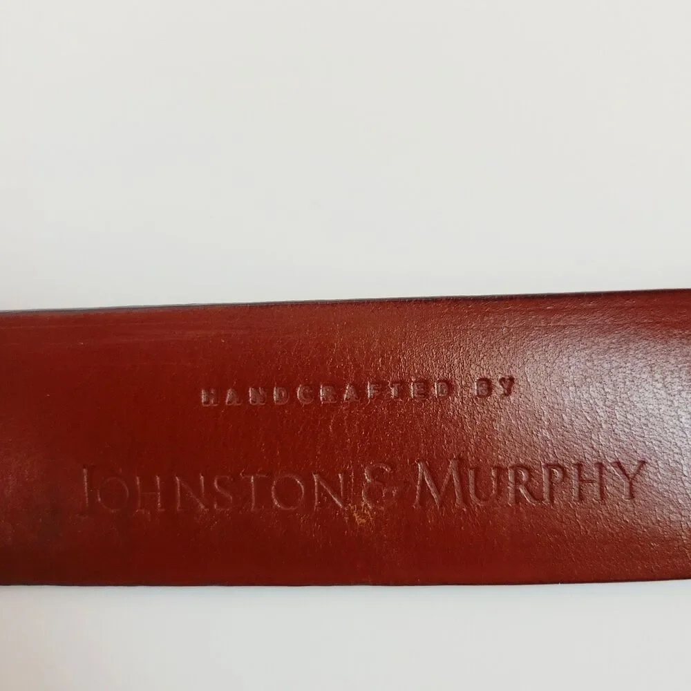 Johnston & Murphy Handcrafted Black Italian Leather Croc Embossed Belt